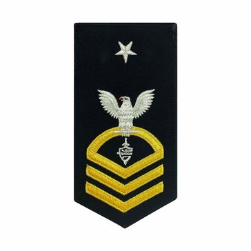 Womens E8 CWTCS Rating Badge in STANDARD Gold on Blue SERGE WOOL for Cyber Warfare Technician