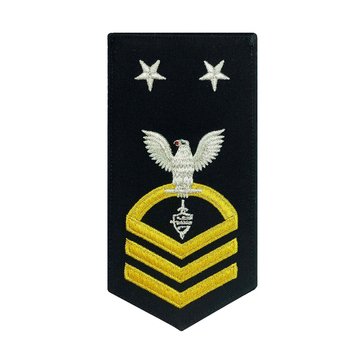 Womens E9 CWTCM Rating Badge in STANDARD Gold on Blue SERGE WOOL for Cyber Warfare Technician