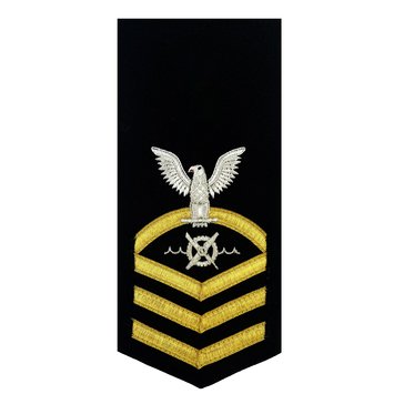 Womens E7 RWC Rating Badge in LACE Gold on Blue POLY/WOOL for Robotics Warfare Specialist