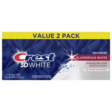 Crest 3D Advanced Glamorous Teeth Whitening Toothpaste, 2-Pack