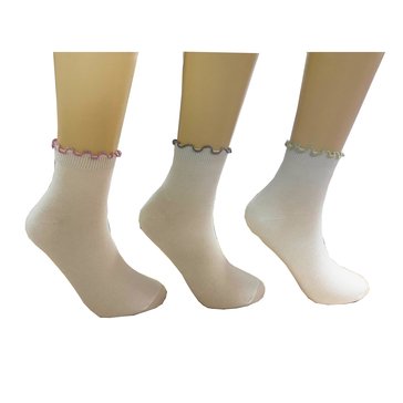 Legale Women's Lurex Ruffle Top Anklet 3-Pack