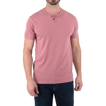 Devil Dog Men's Short Sleeve Burn Out Wash Henley Shirt