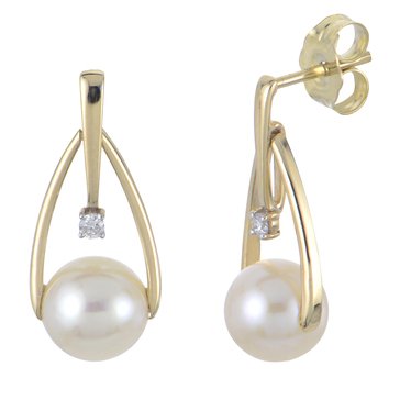 Imperial Freshwater Cultured Pearl and Diamond Accent Teardrop Earrings