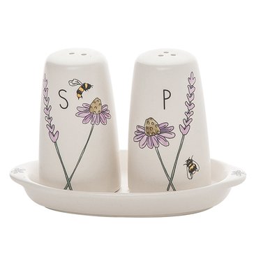 Transpac Dol Lavender and Lilac Salt and Pepper Shakers with Tray