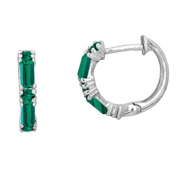 Created Emerald Huggies Earrings