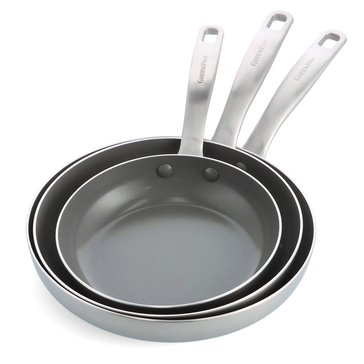 GreenPan Chatham Stainless Steel 3-Piece Fry Pan Set