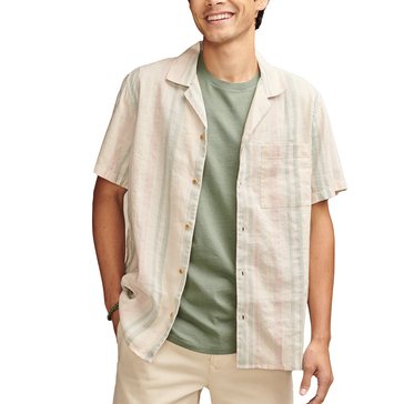 Lucky Brand Men's Striped Linen Camp Shirt