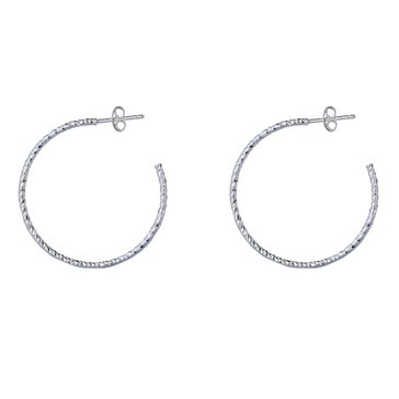 Argento Vivo Diamond Cut Hoop Earrings