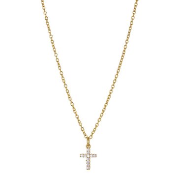 Argento Vivo Cubic Zirconia Mini Cross Pendant Necklace