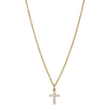 Argento Vivo Cubic Zirconia Mini Cross Pendant Necklace