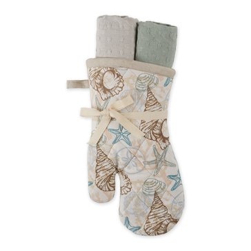 Desing Imports Beach House Oven Mitt and Dishtowels Gift Set