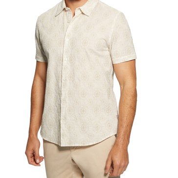 Guess Men's Short Sleeve Mosaic Embroidery Shirt
