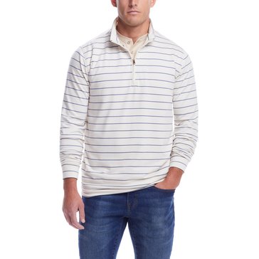 Weatherproof Men's Long Sleeve Striped Quarter Zip Pullover Shirt 