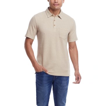 Weatherproof Men's Short Sleeve Waffle Polo Shirt 