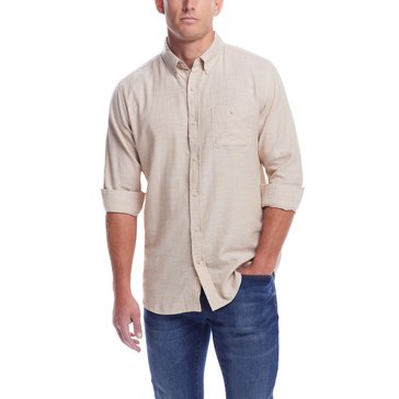 Weatherproof Men's Long Sleeve Cotton Twill Button Down Woven Shirt 