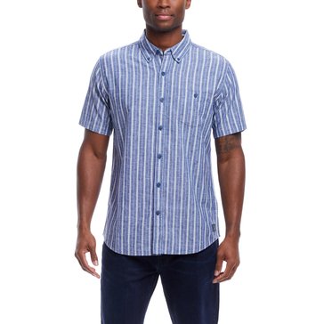Weatherproof Men's Short Sleeve Striped Cotton Button Down Shirt APR 