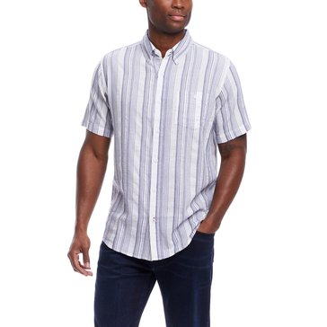 Weatherproof Men's Short Sleeve Striped Cotton Ticking Striped Shirt APR 