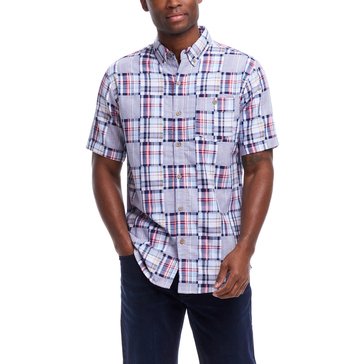 Weatherproof Men's Short Sleeve Striped Cotton Patchwork Shirt APR 