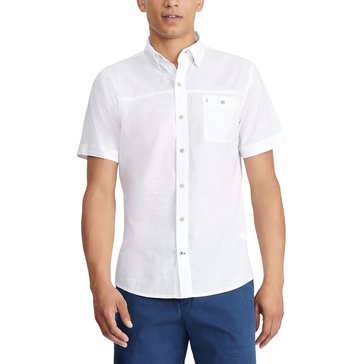 IZOD Men's Short Sleeve Dockside Solid Chambray Woven Shirt  