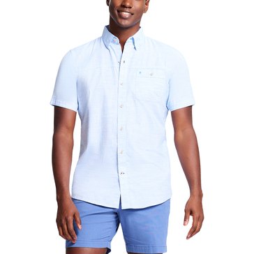 IZOD Men's Short Sleeve Dockside Solid Chambray Woven Shirt  