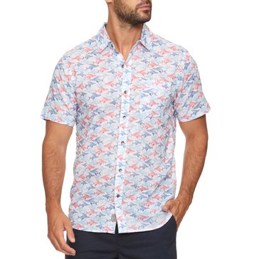 Flag & Anthem Men's Short Sleeve Liberty Fish Print Single Pocket Shirt