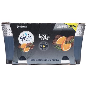 Glade Candle, Smooth Bourbon and Oak, 2-Count