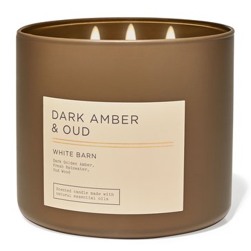 Bath & Body Works White Barn Nuetrals Dark Amber and Oud 3-Wick Candle