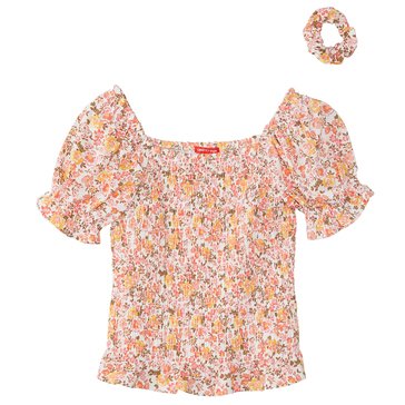 Liberty & Valor Big Girls' Printed Smocked Top