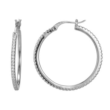 1 3/4 cttw Cubic Zirconia Pave Hoop Earrings
