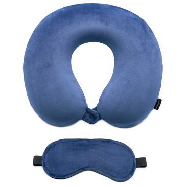 Brookstone Comfort Classic Memory Foam Neck Pillow With Eye Mask