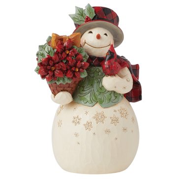 Jim Shore Highland Glen Snowman Bskt Figurine