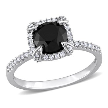 Sofia B. 2 cttw Black Diamond and White Diamond Halo Ring