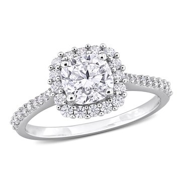 Sofia B. 1 3/8 cttw Cushion Cut Moissanite Halo Ring