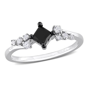 Sofia B. 3/4 cttw Black and White Princess-Cut and Round-Cut Diamonds Vintage Ring