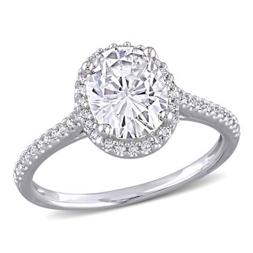 Sofia B. 2 cttw Oval Moissanite and 1/4 cttw Diamond Double Halo Engagement Ring