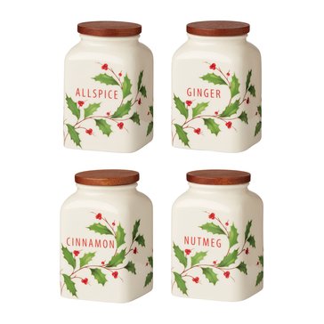 Lenox Holiday Baking Spice Jars Set of 4