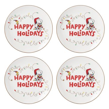 Lenox Snoopy Christmas Accent Plates Set of 4