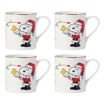 Lenox Snoopy Christmas Mugs Set of 4