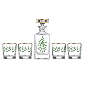 Lenox Holiday 5-Piece Decanter and Whiskey Glass Set