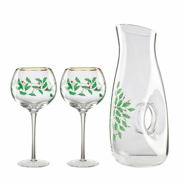 Lenox Holiday 3-Piece Decanter and Balloon Wine Glasses Set