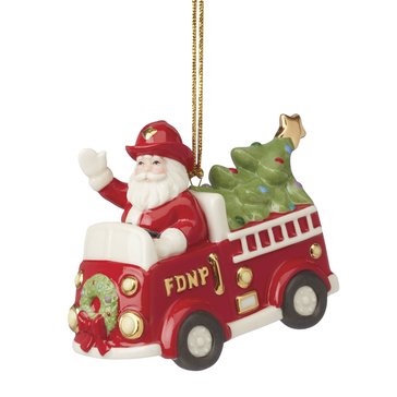 Lenox Santa in Fire Truck Ornament