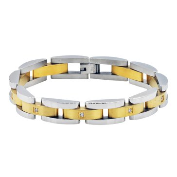 Diamond Brilliance Men's 1/10 cttw Lab Grown Diamond Curved Link Bracelet