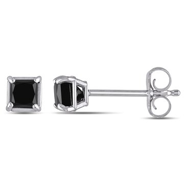 Sofia B. 1/2 cttw Princess Cut Black Diamond Stud Earrings