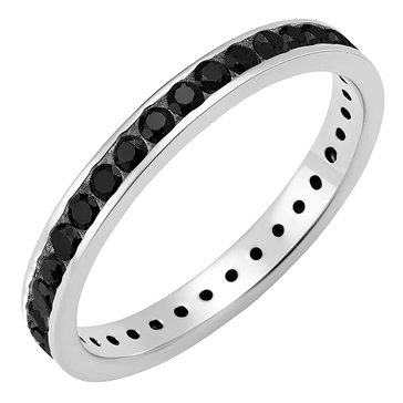 Crislu Cubic Zirconia Black Hand Set Eternity Band Engagement Ring
