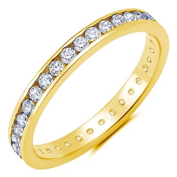Crislu Cubic Zirconia Clear Hand Set Eternity Band Engagement Ring
