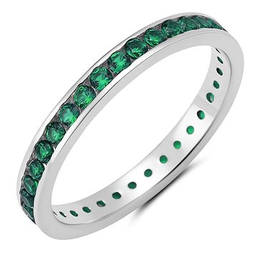 Crislu Cubic Zirconia Emerald Hand Set Eternity Band Engagement Ring