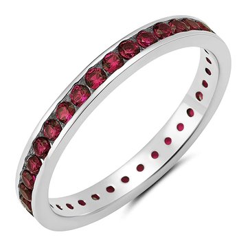 Crislu Cubic Zirconia Ruby Eternity Band Engagement Ring