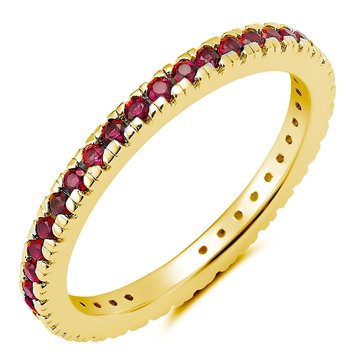 Crislu Cubic Zirconia Ruby Hand Set Eternity Band Engagement Ring