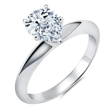 Crislu Cubic Zirconia Tiffany Pear Cut Hand Set Engagement Ring