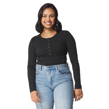 Yarn & Sea Women's Long Sleeve Rib Henley With Snaps